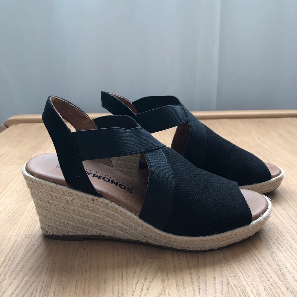 Sonoma Black Wedges Open Toe Shoes